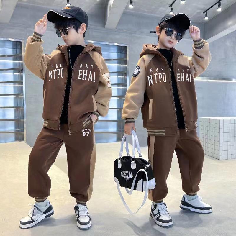 Boys' Fleece Suit 2025 Winter Children's Thick Casual Pants Coat
