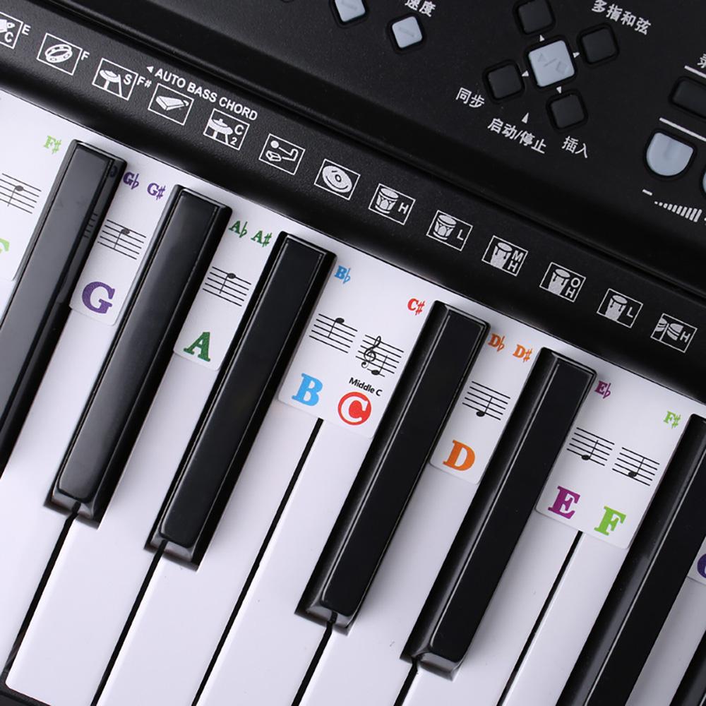 Piano Keyboard Stickers 88/61 Keys, Removable Music Notes Labels for Beginners, PVC Piano Key Labels, Silicone Piano Notes Guide