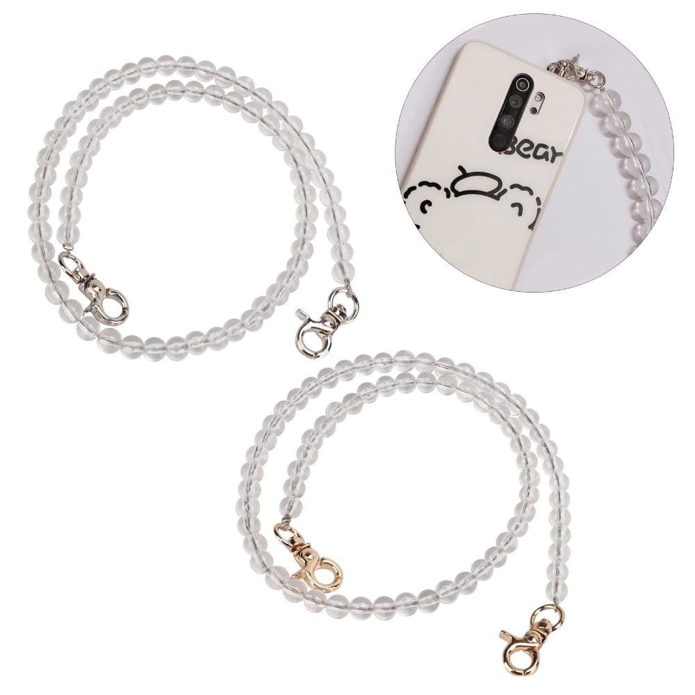 2pcs Transparent Bag Strap Metal Chain Purse Strap Bead Assortments Purse Chain Handbag Accessories