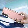 AMORUS For Samsung Galaxy S22 5G Case with Sliding Card Holder PC TPU Phone Back Cover