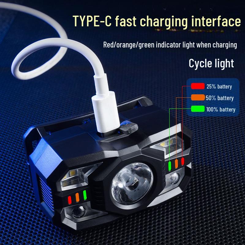 Popular Multifunctional Rechargeable Waterproof Outdoor Induction Headlamp with Long-lasting Strong Light for Fishing