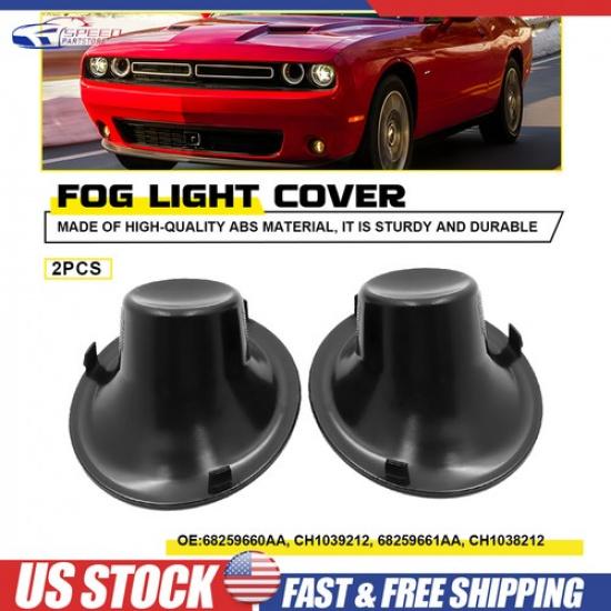 Fog Light Cover Set For 2015- Dodge Challenger Left Right Side Bumper Black
