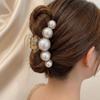 Big Size Pearl Hair Claw Pearl Decor Shark Clip Elegant Hair Claw Clip  Daily Styling