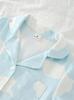 Girls Cloud Print Pajama Set, Soft Button-Down Short Sleeve Sleepwear, Cute Loungewear for 4-7 Years