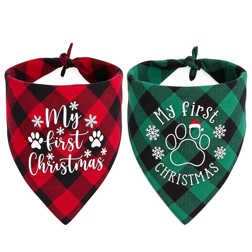 2pcs Christmas Theme Pet Neck Scarf Adjustable Santa Elf Bandana New Dog Bandanas For Cats Dogs