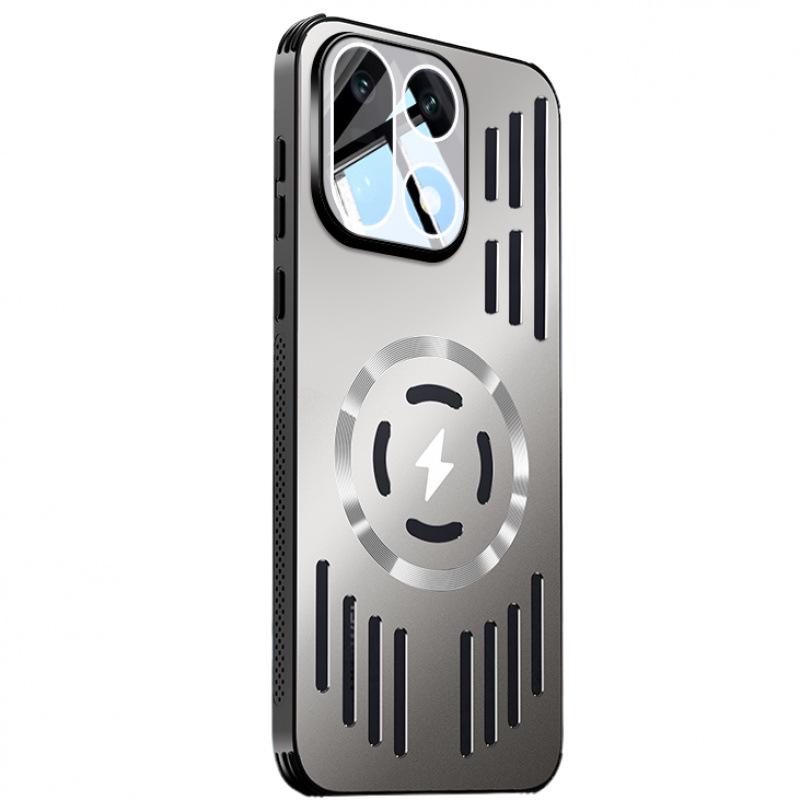 OnePlus 15 Stoßfeste Airbag-Hülle: Eisaluminium, Magnetische Wärmeableitung, Mattes Metall, Leichtgewicht.