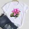 (European Size) 90s Cute Women Print Tee Flower Trend Trend Sweet Top Clothing Fashion Tshirt Lady Female Casual Short Sleeve Graphic T-shirt