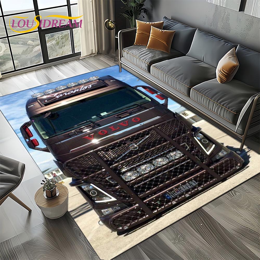 3D Print Volvo Truck Lorry Motorcycle Carpet Rug for Living Room Bedroom Home Sofa Decoration,kids Area Rug Non-slip Floor Mat