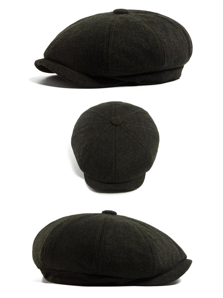 Men's Wool Felt Newsboy Cap: Herringbone Octagonal Beret for Fall/Winter