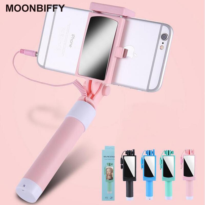 Universal Mini Selfie Stick With Button Wired Silicone Handle Monopod For iPhone 6/6S Android Samsung Huawei Xiaomi Sticks 7