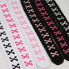 Oberschenkelhohe Socke Damenstrümpfe Knochen Damen Halloween Schwarz Weiß Rosa Gestreift Lang Über dem Knie Socke Lustig Cosplay Harajuku