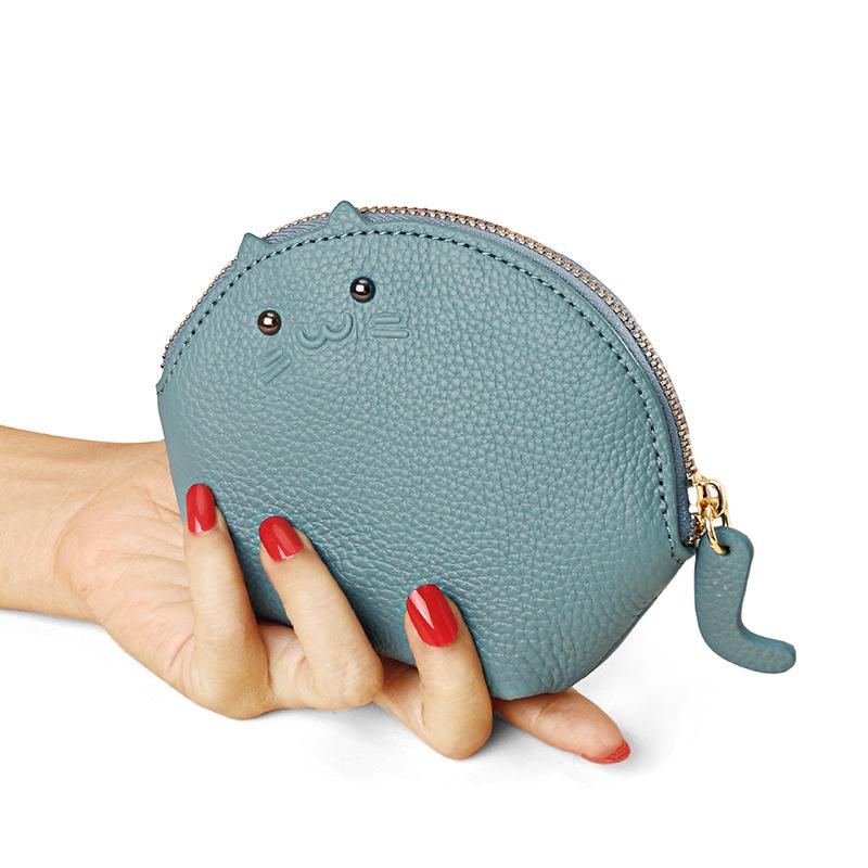 Women's Cowhide Wallet: Creative Mini Coin and Key Pouch for Ladies and Students