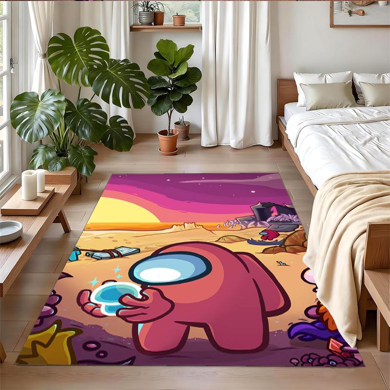 Anti‑Slip Crystal Velvet Floor Rug, Among Us Design Carpet for Indoor Living Bedroom Home Decoration