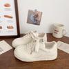 Schuhe mit dicker Sohle Damen vielseitig Herbst neu Nische Low-Top atmungsaktiv vielseitig Student weiße Schuhe