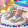 Trendy Girls Rainbow Zip Ankle Boots Sparkly Non Slip Rubber Sole Lace Up Colorful Shoelaces Fall Winter Princess Style