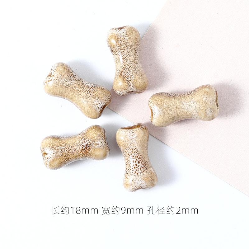 10pcs Design Sense Bone Retro Fun Shaped Ceramic Beads Jewelry Making Materials Charm Bracelet and Necklace Trend Accessories