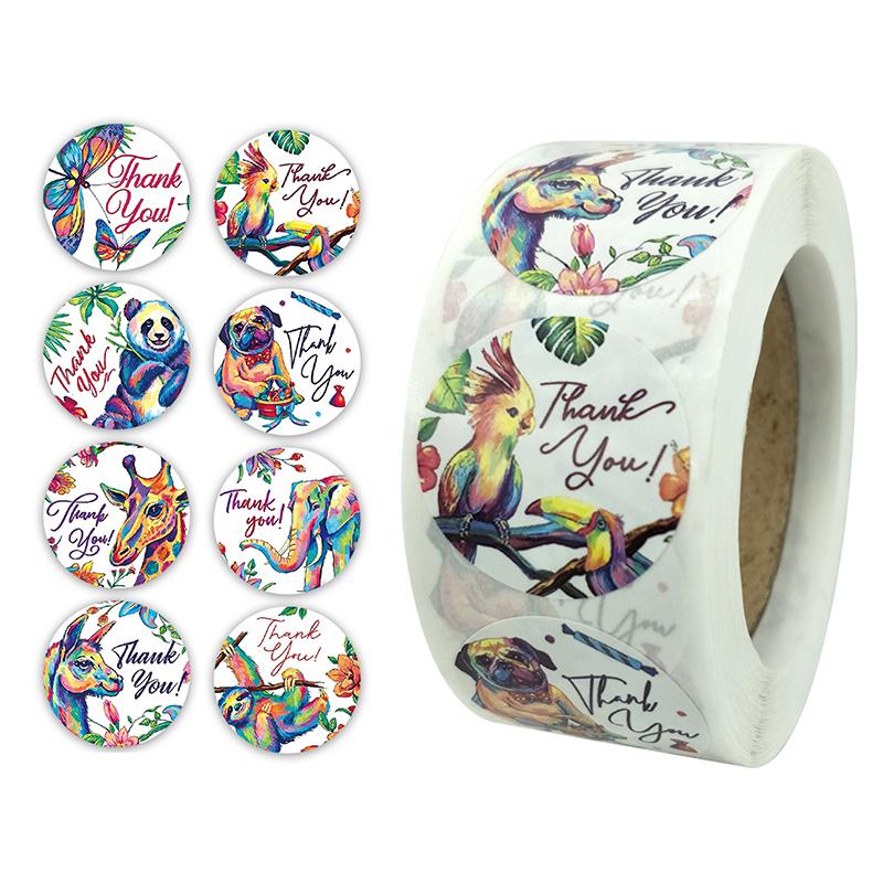 500Pcs Thank You Stickers Gifts Card Box Package Sealing Labels Donuts Stickers