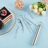 8Pc Portable Stainless Steel Metal Toothpick Bag Set Reusable For Outdoor Picnic