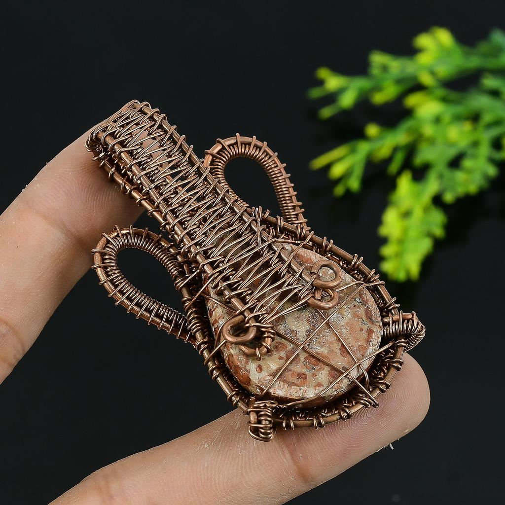 Natürlicher Kalkstein in Granat Edelstein Kupferdraht Wickel Geschenk Anhänger 2,5 d2O33