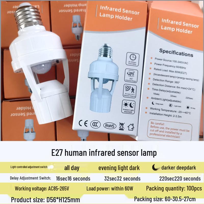 Remote-Control Infrared Sensor Lamp Holder with Sound and Light Activation