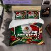 Mexico Footbal Pattern 3 Pieces Bedding Set Soft Microfiber Duvet Cover with Pillow Cases for Bedroom