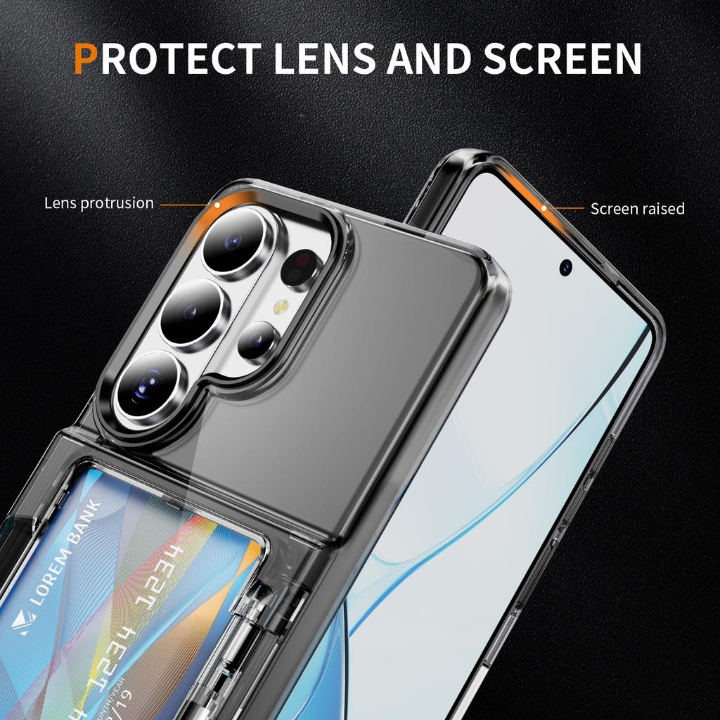Case for Samsung S26 S25 S24 S23 S22 Ultra Transparent Card Holder Protective Case Full Coverage Plain Shock Proof Anti-Scratch