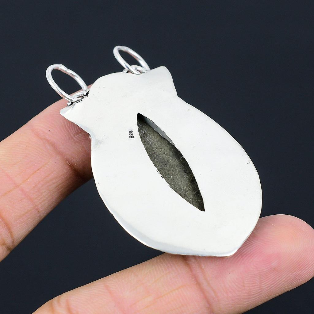 Birthday Gift For Her Natural Pyrite Druzy Gemstone Pendant 925 Sterling Silver
