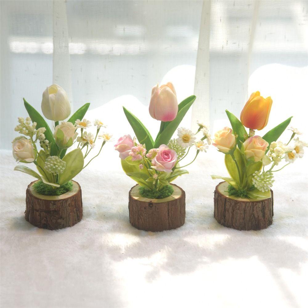 Fake Flowers Artificial Tulip Potted Green Plants Simulation Flower  Valentine's Day