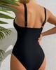 Cikini-Einteiliger Badeanzug für Damen, Schnürung vorne, Monochrom, Strandbademode, Badeanzug, Sommer