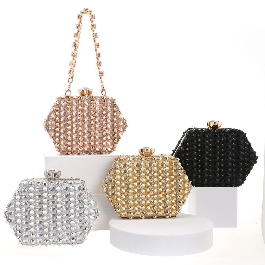 New dinner bag women's handbag diamond-encrusted banquet clutch bag dress evening bag women's Xiaoxiangfeng