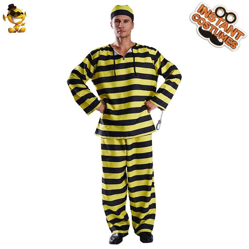New Halloween clothes couple plus size striped prisoner role-playing clothes stage clothes cosplay suit