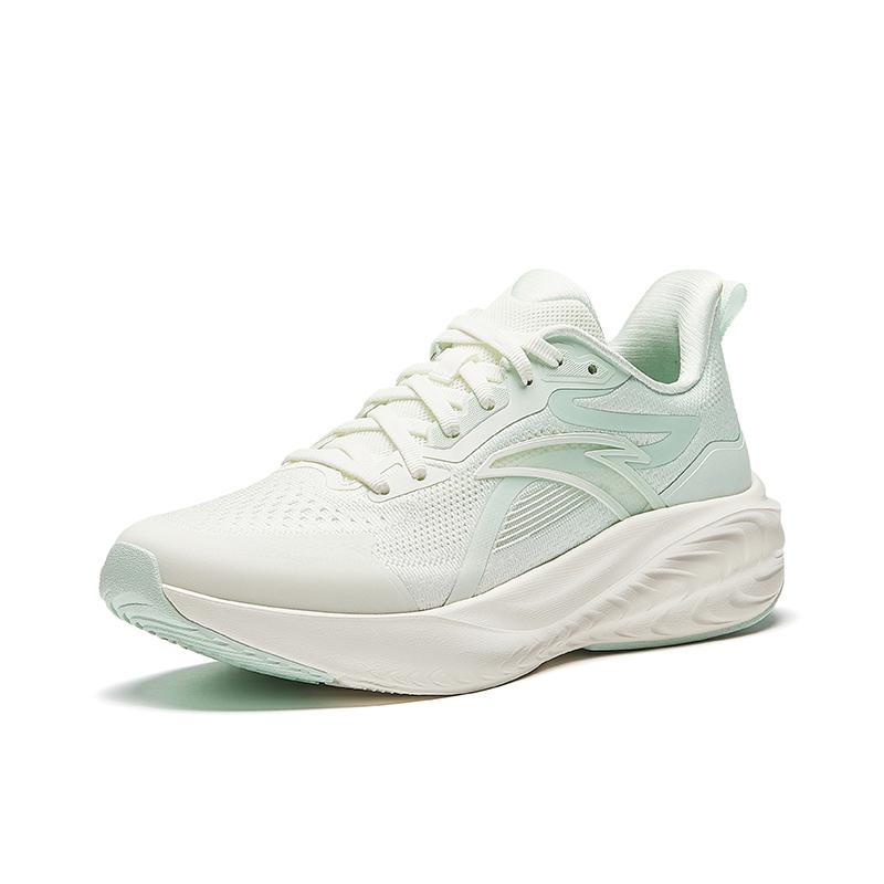 Anta Cloud Feel Simple Versatile Rebound Height Increasing Lightweight Breathable Low Top Casual Running Shoes Women Sneaker White Green 922525537-4