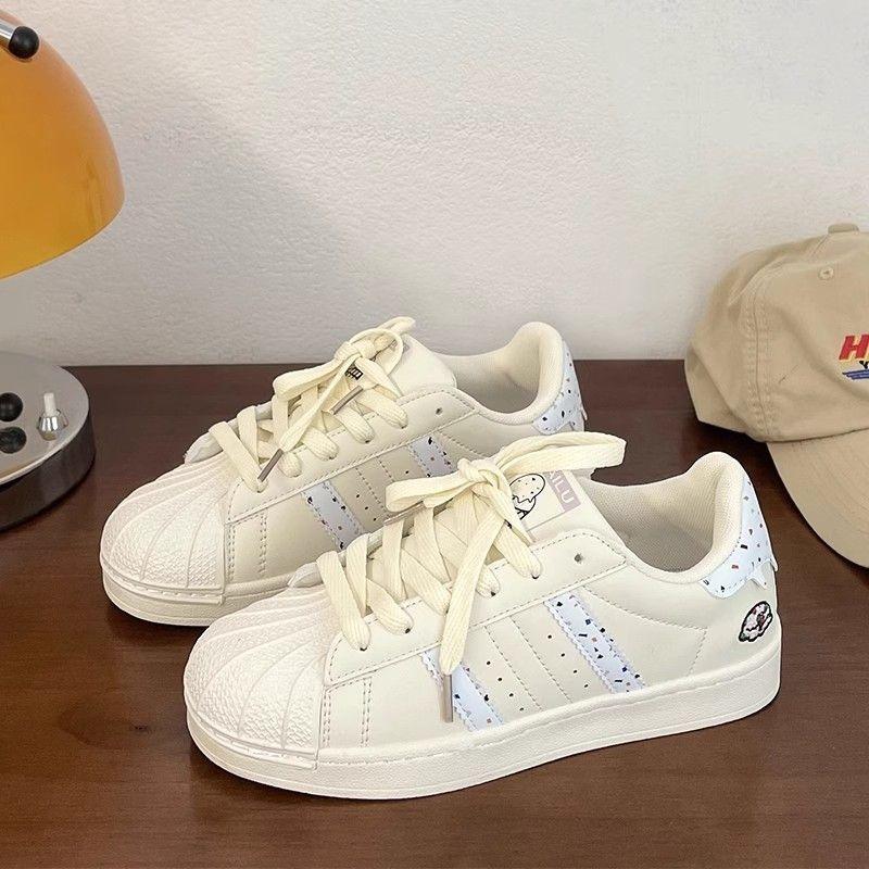 Cream Ice Cream Retro Sports Skateboard Shoes Women's Spring New Student Versatile Shell Head White Shoes