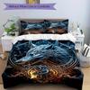 3pcs Wolf Flame Bedding Set Down Comforter Cover and Pillowcases, Suitable for All Seasons(No Insert)-0729070