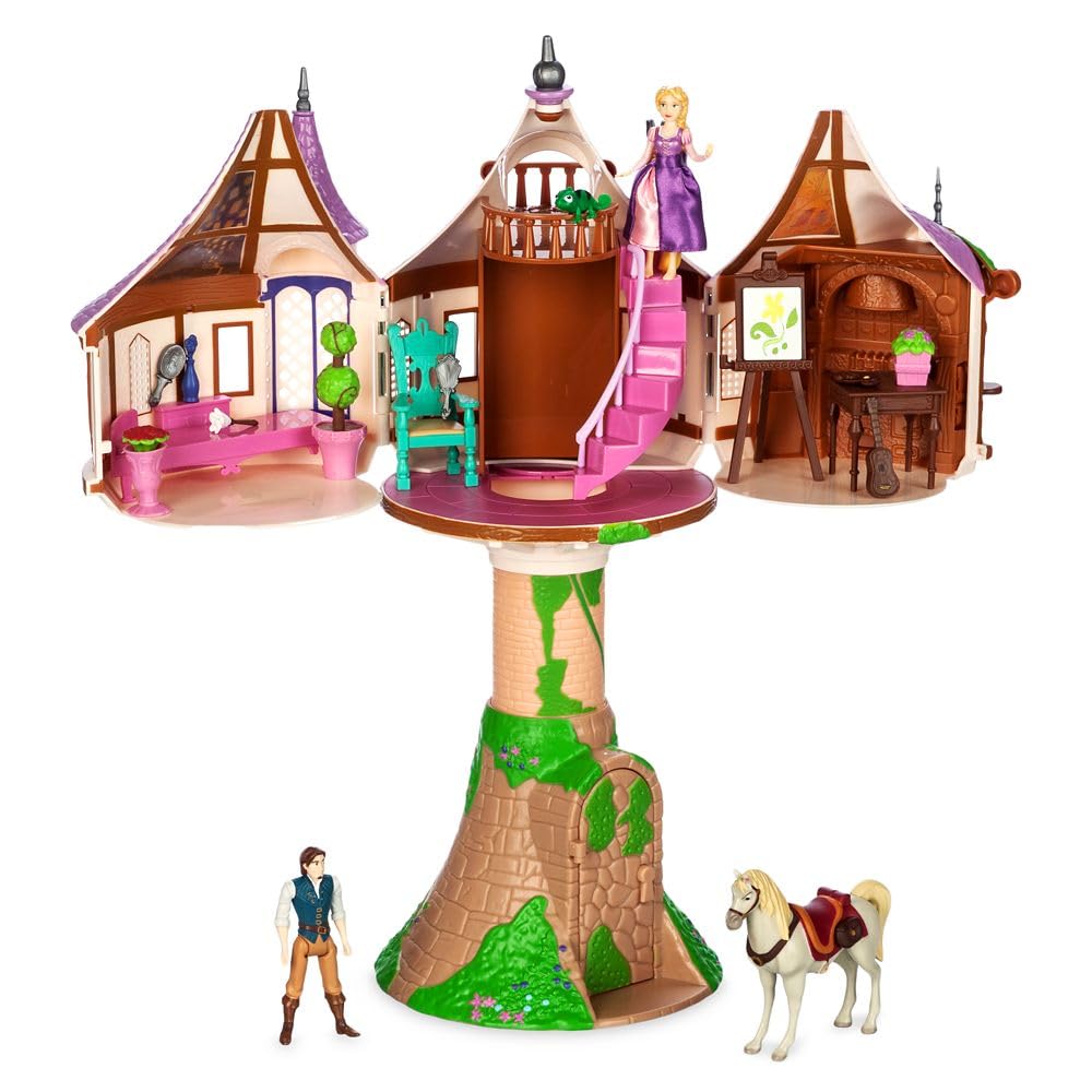 

Disney Store Action Toy Rapunzel Tower Playset 19 Piece Tangled Playset with and Other Princess Toys Tower Sculpted and Art Accessories - Rapunzel,