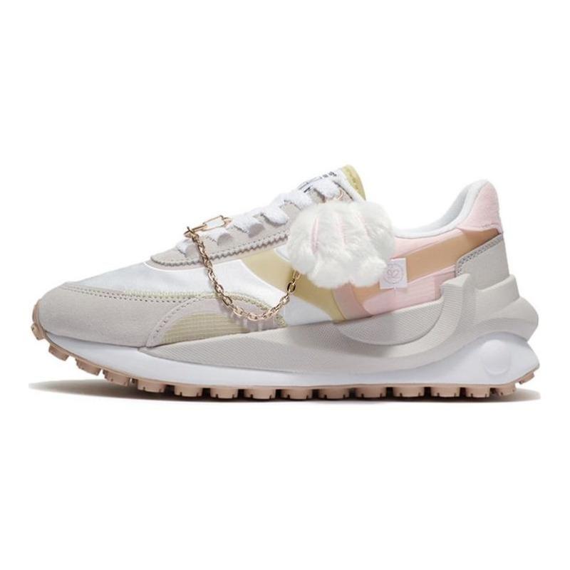 Li-Ning Women s Low-Top Running Shoes White Gray Pink AGCS014-1 37