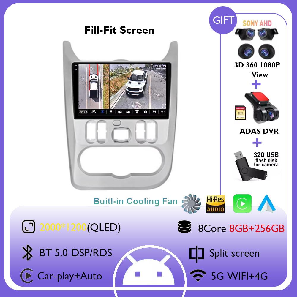 For Renault Logan 1 Sandero 2009 - 2015 For Dacia Duster 2010 - 2017 Car Radio Multimedia Video Player Navigation GPS Android 14