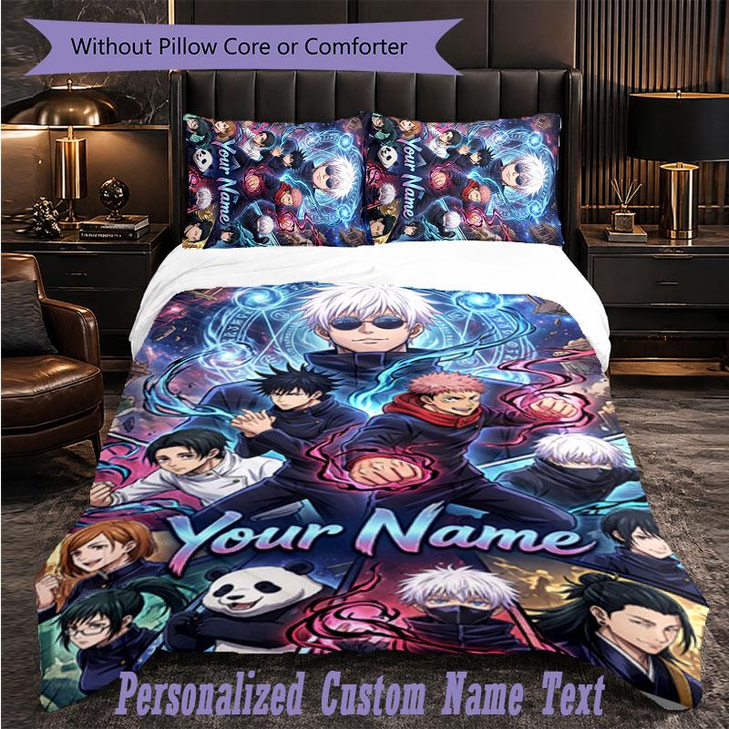 3Pcs Bedding SetJujutsu Kaisen Custom Text Duvet Cover Pillowcase Set Bedroom Gift