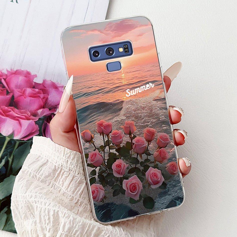 For Samsung Galaxy Note9 Elegant Floral Butterfly Phone Case For Samsung Note 9 SM-N960F SM-N9600 Soft Silicone TPU Cases