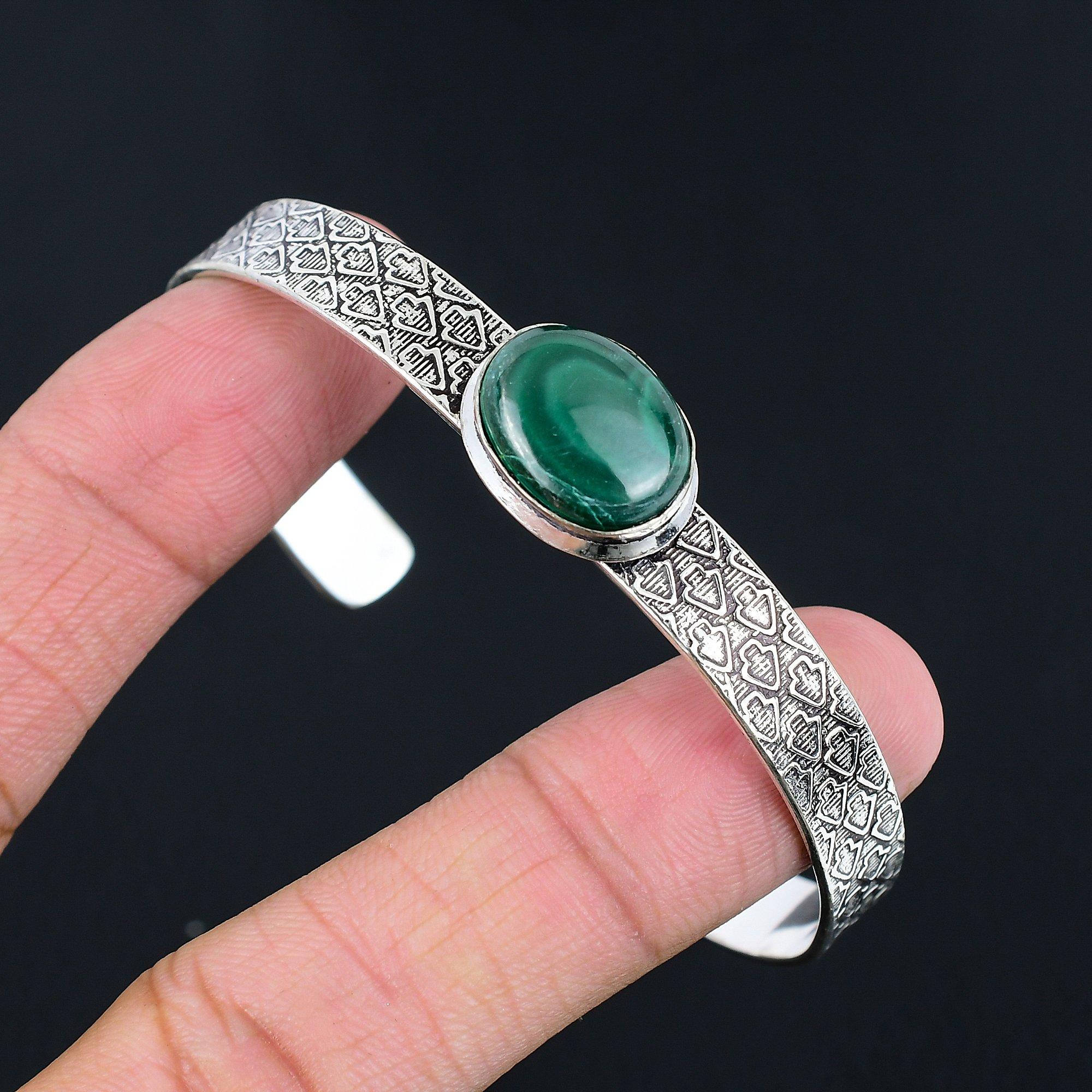 

Сердечная чакра Грушевидный малахит Драгоценный камень 925 Стерлинговое серебро День рождения Сестра Браслет Adjustable