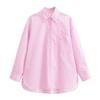 2024 New Women's Clothing Minimalist Stripes Poplin Long Sleeves Asymmetric Lapel Loose Side Slit Shirt 2637589