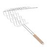 Corn Grilling Basket Stainless Steel Beech Wood Handle Even Heat Distribution 4 Corns Capacity Grilling Holder for