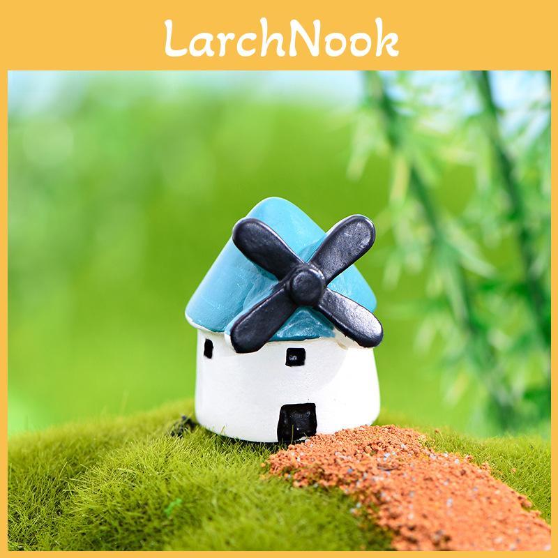 Charmante Figurine de Château Moulin à Vent Noir en Résine Adorable Décor Miniature Pour Succulentes