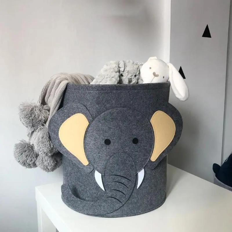 Folding Storage Lovely Felt Animal Toy Storage Bucket Cartoon Animal Large Portable Dirty Clothes Shoes Organizer Sundries