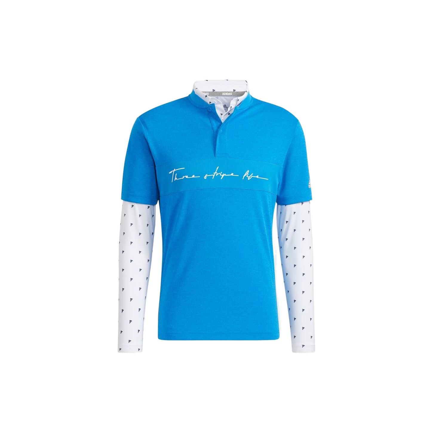 

Adidas Logo Golf Sports Two-Piece Long Sleeve Polo Shirt Men tops Blue HA3123 L