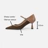 Fashion 2025 Spring Women Pumps Pointed Toe Thin Heel Shoes for Women Sheep Suede High Heels Women Stiletto Heels Buckle Handmade Shoes