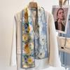 Womens Pink Silk Scarf Long Satin Shirt Horse Print Hair Band