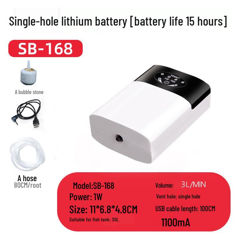 Songbao Rechargeable Ultra-Quiet Lithium Battery Oxygen Pump for Fish Tanks: Portable, Dual-Use for Outdoor Fishing & Household.