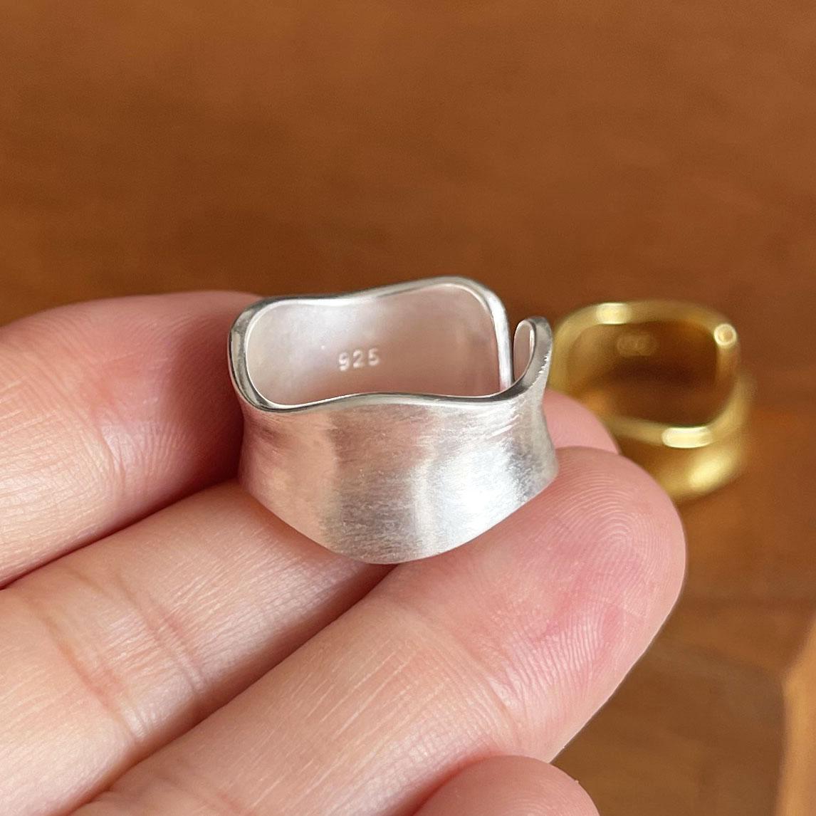 

925 Silver Simple Ring For Women Fine Jewelry Finger Adjustable Open Simple Vintage Gold Ring For Party Birthday Gift resizable