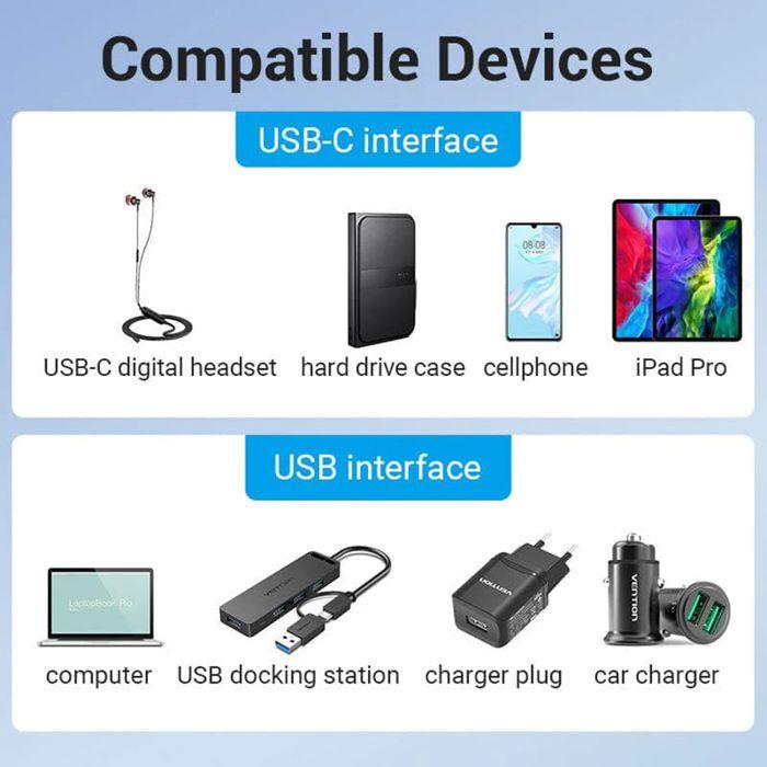 Adaptateur USB 3.0 - Vention - CDPH0 - USB-C Femelle - Charge et Synchronisation - Connectivité Externe